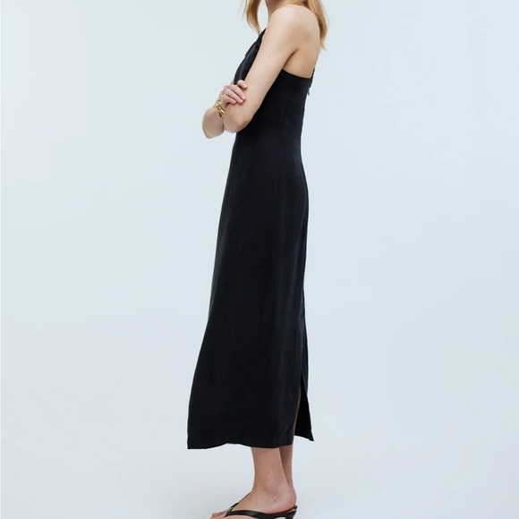 Madewell Crisscross Midi Slip Dress Cupro-Blend in True black size 4 NWT NP085 - Picture 3 of 13
